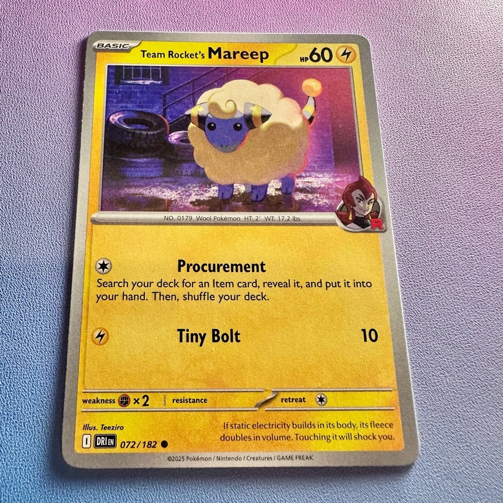 team rocket’s mareep - 072/182 (common) — pokemon: destined rivals